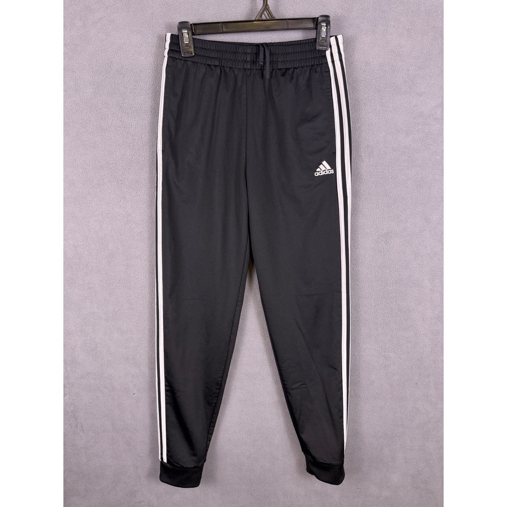 Adidas Youth Athletic Joggers Track Pants 18/20 Black Elastic Waist Pockets